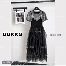 批发复古<b class='q'>宫廷</b>高级感蕾丝拼接假两件吊带新款<b class='q'>连衣裙</b>女