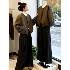 批发复古风韩系短外套女秋季新款宽松设计感休闲气质巨好看长裤一整套