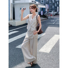 批发拼接蕾丝镂空马夹+阔腿裤两件套女欧洲站2026年春夏新款<b class='q'>时尚</b>套装