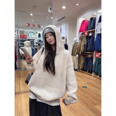 批发韩系巨好看半拉链连帽针织卫衣<b class='q'>女</b>秋冬慵懒宽松软糯套头毛衣上衣厚