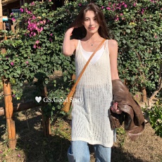 批发早春镂空宽松罩衫背心女2025新款叠穿中长款吊带<b class='q'>连衣裙</b>女