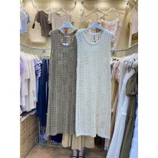 批发夏季韩国设计感镂空针织网格圆领叠穿氛围感背心<b class='q'>连衣裙</b>女