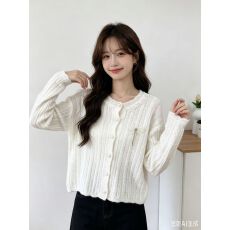 批发韩系花朵刺绣圆领长袖<b class='q'>针织</b><b class='q'>开衫</b>女秋新款设计感宽松单排扣上衣