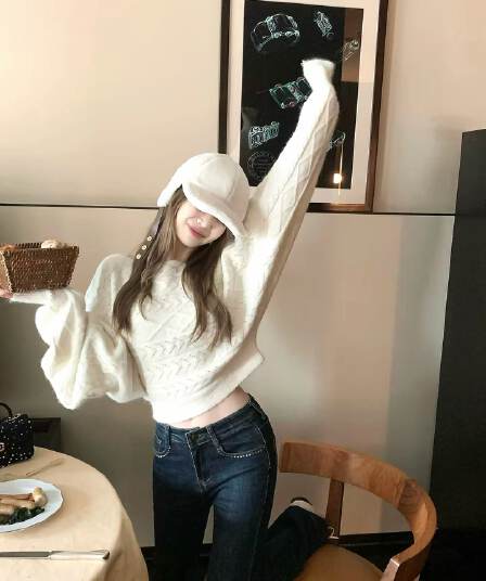 가을 한 부서 양모 니트 스웨터 여성 배트윙 소매 긴팔 스웨터 다용도 맨위