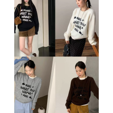 批发柚子琪 软糯糯 黑色毛衣女春秋冬新款<b class='q'>宽松</b>长袖<b class='q'>针织衫</b>小个子上衣