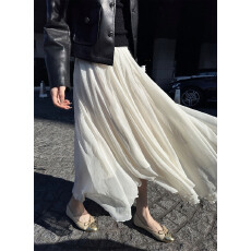 批发薄雾少女 大飘逸感松紧<b class='q'>雪纺</b>半裙a字<b class='q'>半身裙</b>长款2025春新款
