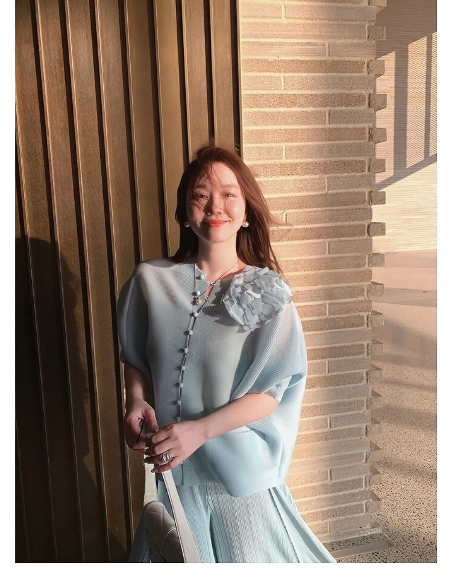 고유 한 아름다운 자이언트 잘 생긴 파란색 셔츠 작은 대중 Chic 맨위 여성 2026 봄 착용 가져 가라. 세트