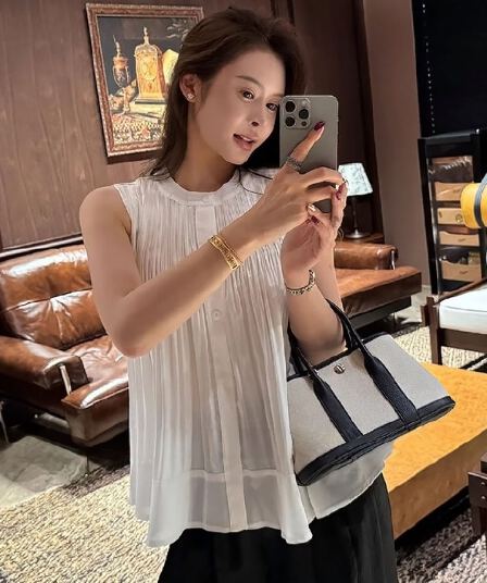 세 하우스 작은 셔츠 무거운 작업 플리츠 고급 센스 민소매 조끼