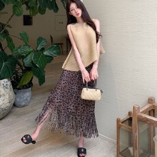 批发轻熟穿搭百褶裙高级感背心褶皱裙三宅流苏套装裙两件套