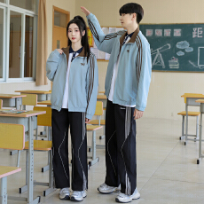批发2025#实拍情侣学院风秋<b class='q'>冬</b>双面穿宽松套装初高中生运动会校服