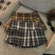 批发实拍实价 秋冬复古格子百褶裙 