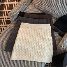 批发实拍实价 秋<b class='q'>冬</b>复古高腰麻花包臀半身裙