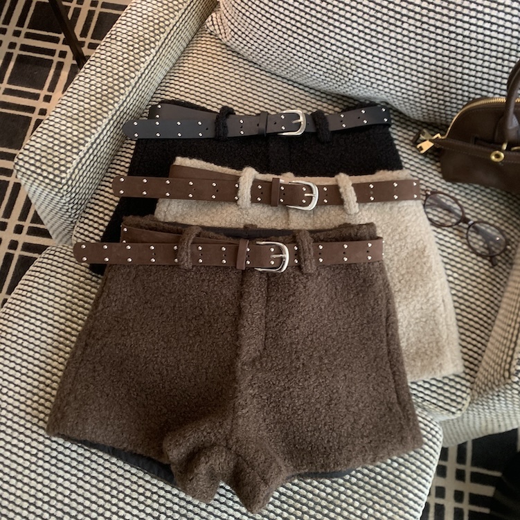MY15287# 复古毛呢短裤女裝貨源服裝批發