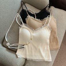 批发实拍实价 秋冬复古<b class='q'>蕾丝</b>吊带冰丝上衣