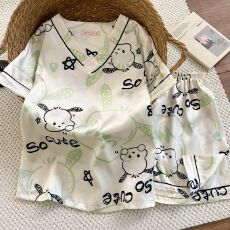 批发冰丝<b class='q'>睡衣</b>女士夏季短袖短裤薄款甜美韩版仿<b class='q'>真丝</b>绸家居服<b class='q'>套装</b>