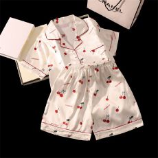 批发质感新款夏季冰丝仿<b class='q'>真丝</b><b class='q'>睡衣</b>女生短袖短裤<b class='q'>套装</b>小翻领爆款丝绸<b class='q'>睡衣</b>