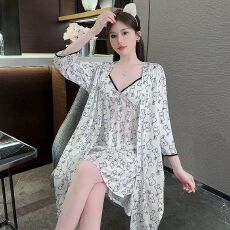 批发高级感冰丝<b class='q'>睡衣</b>女夏季新款短袖薄款凉感<b class='q'>丝绸</b>宿舍家居服套装春夏天