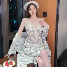 批发高级感冰丝<b class='q'>睡衣</b>女夏季新款短袖薄款凉感<b class='q'>丝绸</b>宿舍家居服套装春夏天