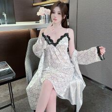 批发高级感冰丝<b class='q'>睡衣</b>女夏季新款短袖薄款凉感<b class='q'>丝绸</b>宿舍家居服套装春夏天