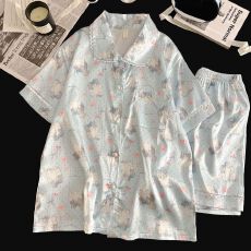 批发少女可爱卡通<b class='q'>睡衣</b>女款夏季2025新款冰丝短袖高级感甜美<b class='q'>丝绸</b>家居服