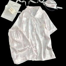 批发少女可爱卡通<b class='q'>睡衣</b>女款夏季2025新款冰丝短袖高级感甜美<b class='q'>丝绸</b>家居服