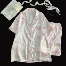 批发少女可爱卡通<b class='q'>睡衣</b>女款夏季2025新款冰丝短袖高级感甜美<b class='q'>丝绸</b>家居服