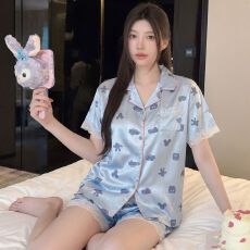 批发爆款夏季丝绸冰丝薄款仿真丝套装女睡衣短袖睡衣家居服