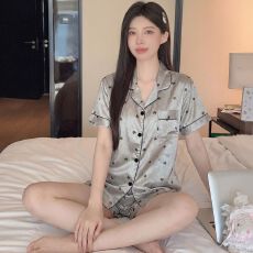 批发爆款夏季丝绸冰丝薄款仿真丝套装女睡衣短袖睡衣家居服