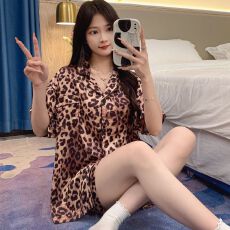 批发仿真丝女士睡衣冰丝夏季短袖短裤薄款<b class='q'>可爱</b>卡通宽松家居服套装韩版