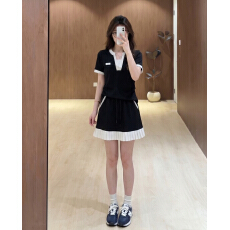 批发实拍~大码韩系气质套装女夏季新款小众时髦百搭上衣半身裙两件套