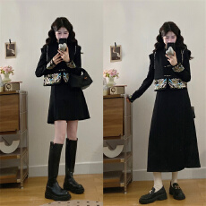 批发2025年冬季新款<b class='q'>刺绣</b>新中式国风复古<b class='q'>连衣裙</b>