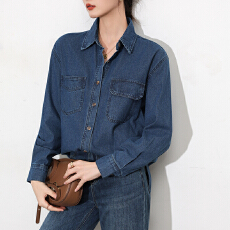 批发<b class='q'>实拍</b>水洗牛仔衬衫<b class='q'>外套</b>女装宽松2025新款秋装百搭上衣显瘦长袖外搭