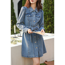 批发实拍#欧美春季新款<b class='q'>牛仔</b><b class='q'>连衣裙</b>女 女士修身显瘦腰带<b class='q'>牛仔</b><b class='q'>连衣裙</b>