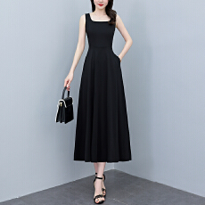 批发2026夏季新款<b class='q'>赫本</b><b class='q'>风</b>黑色无袖连衣裙女长款收腰显瘦打底背心小黑裙