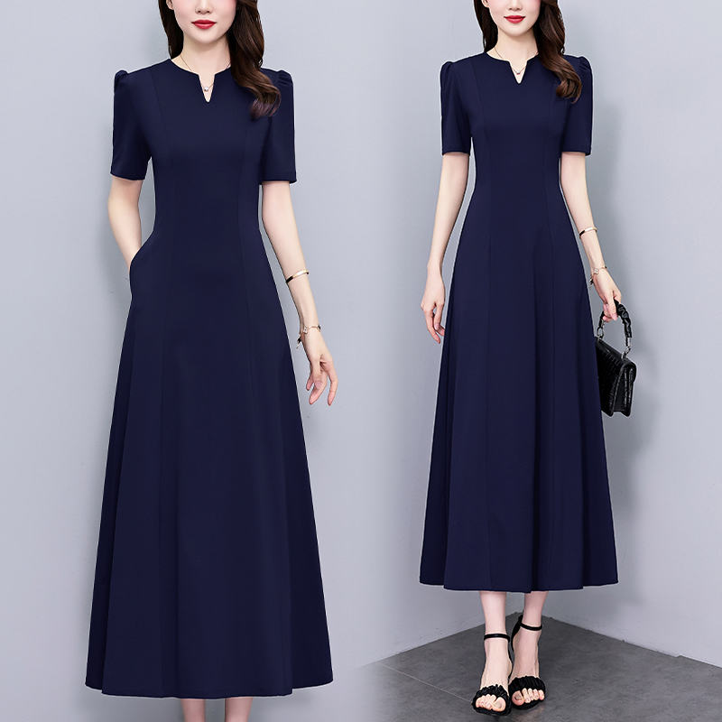 RY5743# 冰丝四面弹连衣裙女夏长款2026夏季新款大码收腰显瘦优雅气...