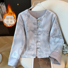 批发实拍新中式民族风唐装加棉重工刺绣提花织锦复古长袖拼接棉服外套