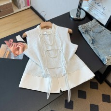 批发实拍新中式改良国潮手工盘扣小立领高端亮片马甲上衣外套
