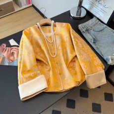 批发实拍新中式东方古韵高端提花缎面复古改良国风长袖上衣外套