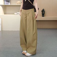 批发2025春秋季新款阔腿舒适高腰宽松微弹显瘦弯刀时尚长裤子女气质潮