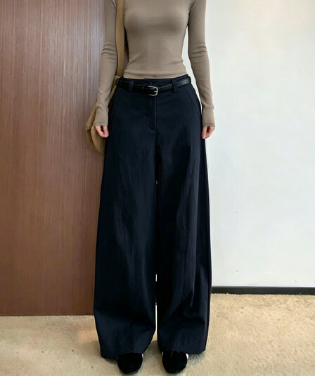 한 부서 다용도 슬림해 보이는 워크웨어 바람 와이드 레깅스 바지 2026 가을 새로운 하이웨이스트 미니멀리즘 출퇴근 스트레이트 캐주얼 바지