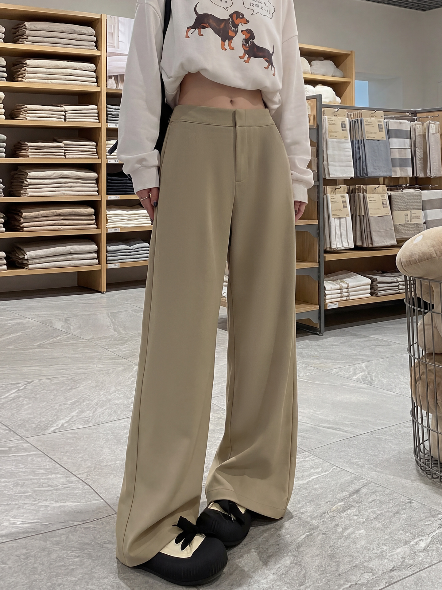 RY524# 实拍2026新款春大码女装老钱风垂坠感休闲垂感窄版直筒西装裤子