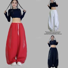 批发2026春季新款SHI.CHAO.KANG.曳舞闪钻休闲裤显瘦长裤微弹阔腿裤