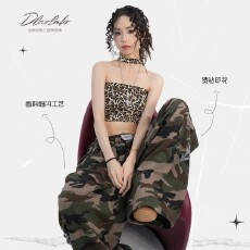 批发2026春季新款大佬妙原创迷彩闪闪烫钻卫裤休闲裤显瘦松紧美式