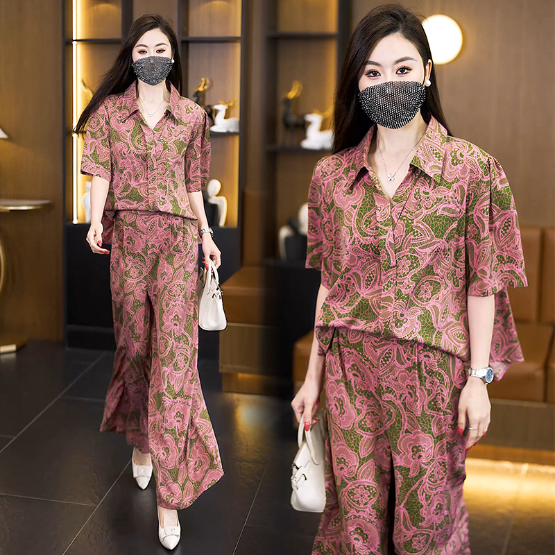 RY4106# 2026马年新款新中式衬衫女宽松立领盘扣上衣国风印花遮肉显...