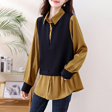 批发大码假两件提花拼接<b class='q'>卫衣</b>2026春季洋气百搭时尚减龄休闲气质女装