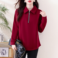 批发大码女装Polo领半拉链<b class='q'>卫衣</b>女2026新款春季胖MM翻领宽松显瘦上衣潮