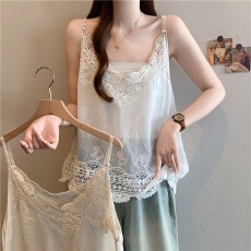 批发实拍蕾丝花边镂空吊带背心女夏季外穿大码胖MM内地搭底上衣