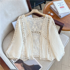 批发实拍大码镂空防晒开衫外套<b class='q'>夏</b>季胖MM高级感上衣外披肩罩衫