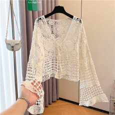 批发实拍大码镂空<b class='q'>开衫</b>波西米亚<b class='q'>开衫</b>外套喇叭袖镂空系带<b class='q'>开衫</b><b class='q'>长袖</b><b class='q'>外</b><b class='q'>搭</b>