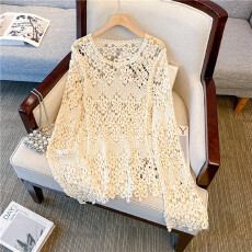 批发实拍大码胖MM长袖钩花镂空套头叠穿波西米亚搭配上衣